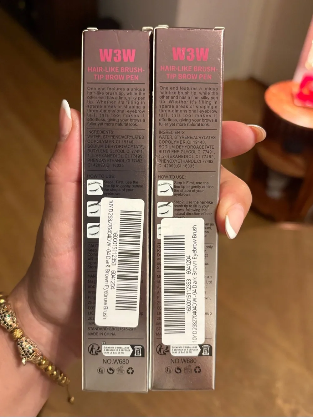 4D Double-Ended Hair-Like Brush-Tip Brow Pen - Brown
